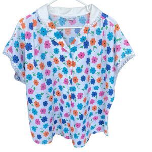 Vintage Diamond Hill Button Up Shirt Womens Extra Large‎ XL Floral Multicolor